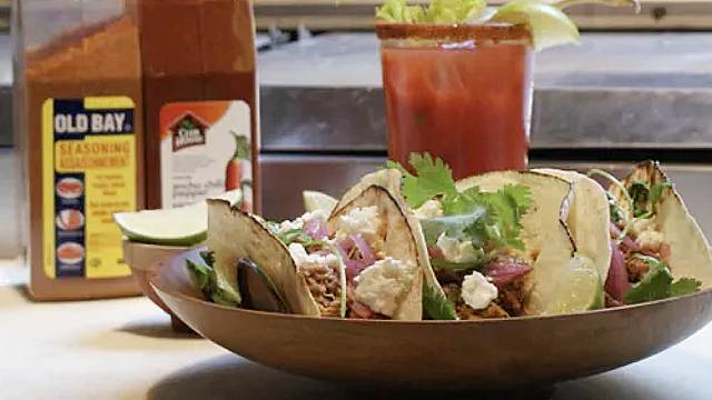 Street Tacos With Pickled Red Onions, Ancho Chili Mayo