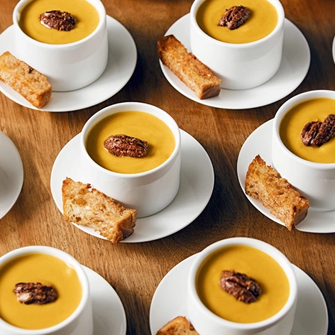 Butternut Squash Soup Shots with Spiced Pecans