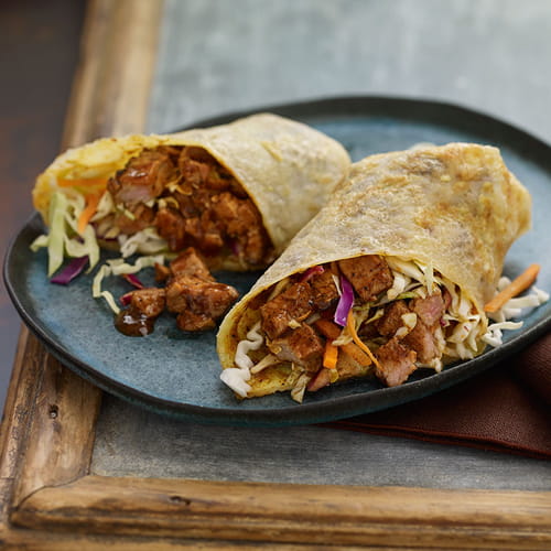 Asian Egg Crepes with Pork Burnt Ends Carolina Sauce - Recipe