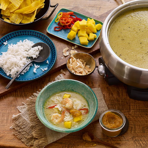 Caribbean Hot Pot Broth with Papaya Pica Sauce - Recipe