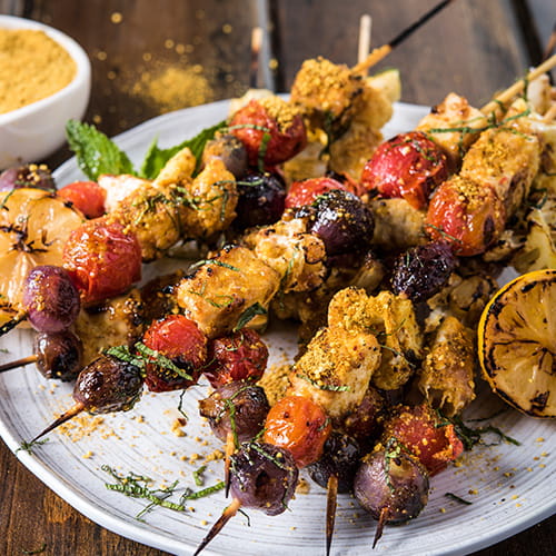 Grilled Swordfish Cauliflower Skewers with Gunpowder Spice - Recipe