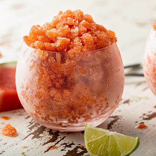 Granité de melon d’eau et de rosé au chili