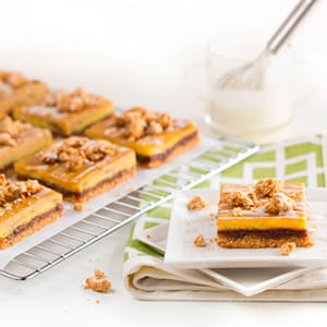 Cinnamon Oatmeal Custard Bars with Rum Raisin Sauce - Recipe