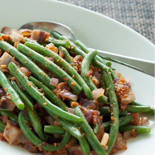 Roasted Garlic Green Beans and Pancetta - Recipe