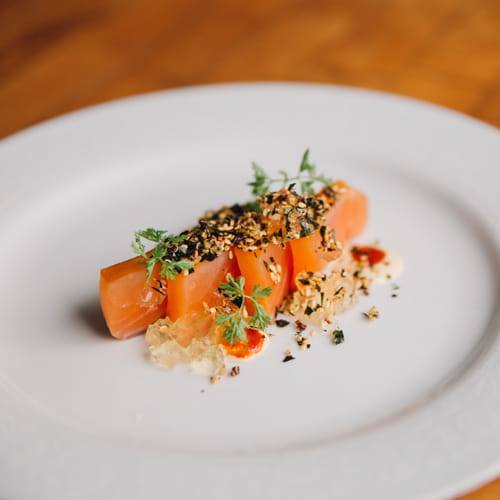 Salmon Crudo Tomato Bonito and Rosemary - Recipe