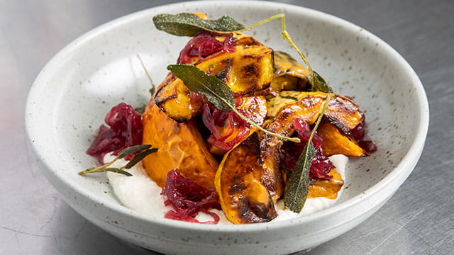 Fall Squashes and Whipped Ricotta with Dijon Brown Butter Vinaigrette