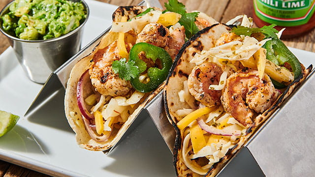 Cholula Cucumber Pineapple Shrimp Tacos