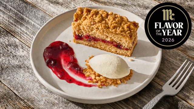 PB and J Cake with Black Currant Sauce