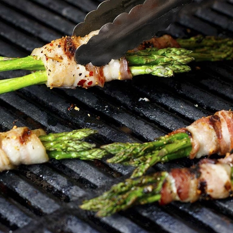 Brown Sugar Bourbon Bacon Grilled Asparagus
